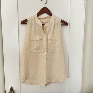J. Crew 100% Silk Cream Sleeveless Button-down Blouse Size 8